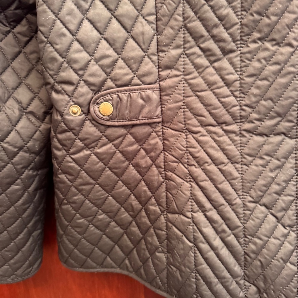 TALBOTS QUILTED Barn JACKET Black snap buttons pockets women’s size XL petite - Picture 6 of 9